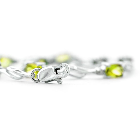 14K. SOLID GOLD BRACELET WITH PERIDOT & DIAMOND - Picture 6 of 9